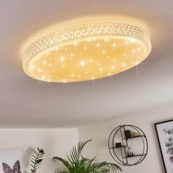 hofstein Plafonnier Suno LED Transparent, Blanc, 1 lumière, Télécommandes
