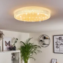 hofstein Plafonnier Suno LED Transparent, Blanc, 1 lumière, Télécommandes