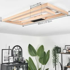 Luminaires Scandinaves-hofstein Plafonnier Surisultana LED Bois clair, 2 lumières