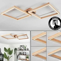 Lampes En Bois-hofstein Plafonnier Surisultana LED Bois clair, Noir, 2 lumières