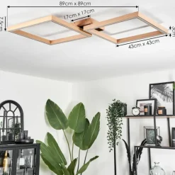 Lampes En Bois-hofstein Plafonnier Surisultana LED Bois clair, Noir, 2 lumières