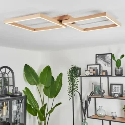 Lampes En Bois-hofstein Plafonnier Surisultana LED Bois clair, Noir, 2 lumières