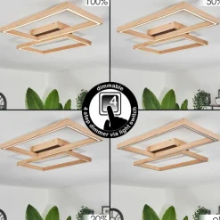 Lampes En Bois-hofstein Plafonnier Surisultana LED Bois clair, Noir, 2 lumières