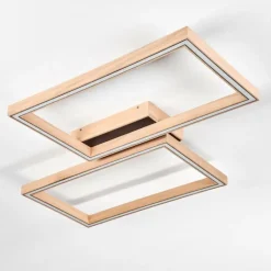 Lampes En Bois-hofstein Plafonnier Surisultana LED Bois clair, Noir, 2 lumières