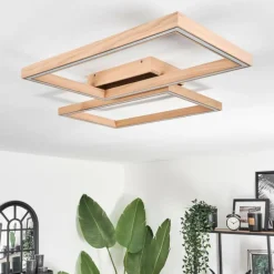 Lampes En Bois-hofstein Plafonnier Surisultana LED Bois clair, Noir, 2 lumières