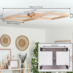 Lampes En Bois-hofstein Plafonnier Surisultana LED Écru, 2 lumières