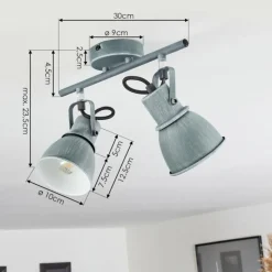 Lampes Industrielles-hofstein Plafonnier Susu Gris, 2 lumières