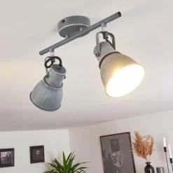 Lampes Industrielles-hofstein Plafonnier Susu Gris, 2 lumières