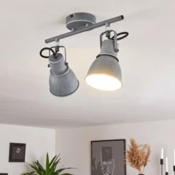 Lampes Industrielles-hofstein Plafonnier Susu Gris, 2 lumières