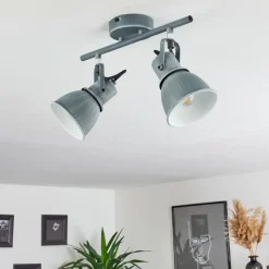 Lampes Industrielles-hofstein Plafonnier Susu Gris, 2 lumières