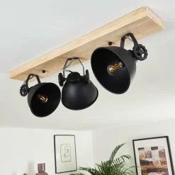 Lampes Industrielles-hofstein Plafonnier Svanfolk Bois clair, Noir, 3 lumières