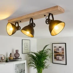 Lampes Industrielles-hofstein Plafonnier Svanfolk Bois clair, Noir, 3 lumières