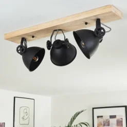 Lampes Industrielles-hofstein Plafonnier Svanfolk Bois clair, Noir, 3 lumières