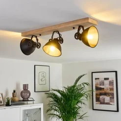 Lampes Industrielles-hofstein Plafonnier Svanfolk Bois clair, Noir, 3 lumières