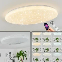 hofstein Plafonnier Sweet LED Blanc, 1 lumière, Télécommandes