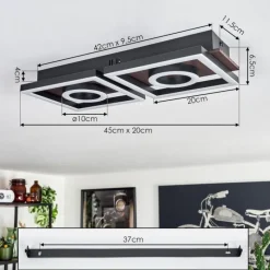 hofstein Plafonnier Taboneira LED Brun foncé, Noir, 2 lumières