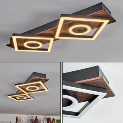 hofstein Plafonnier Taboneira LED Brun foncé, Noir, 2 lumières