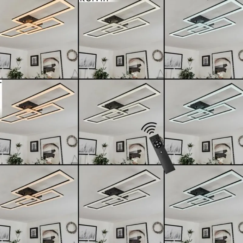 hofstein Plafonnier Taleta LED Noir, 1 lumière, Télécommandes