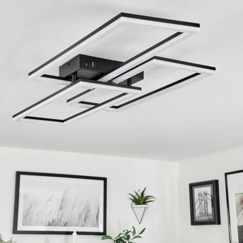 hofstein Plafonnier Taleta LED Noir, 1 lumière, Télécommandes