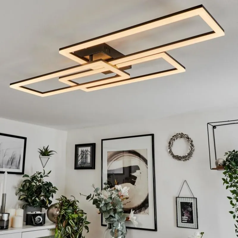 hofstein Plafonnier Taleta LED Noir, 1 lumière, Télécommandes