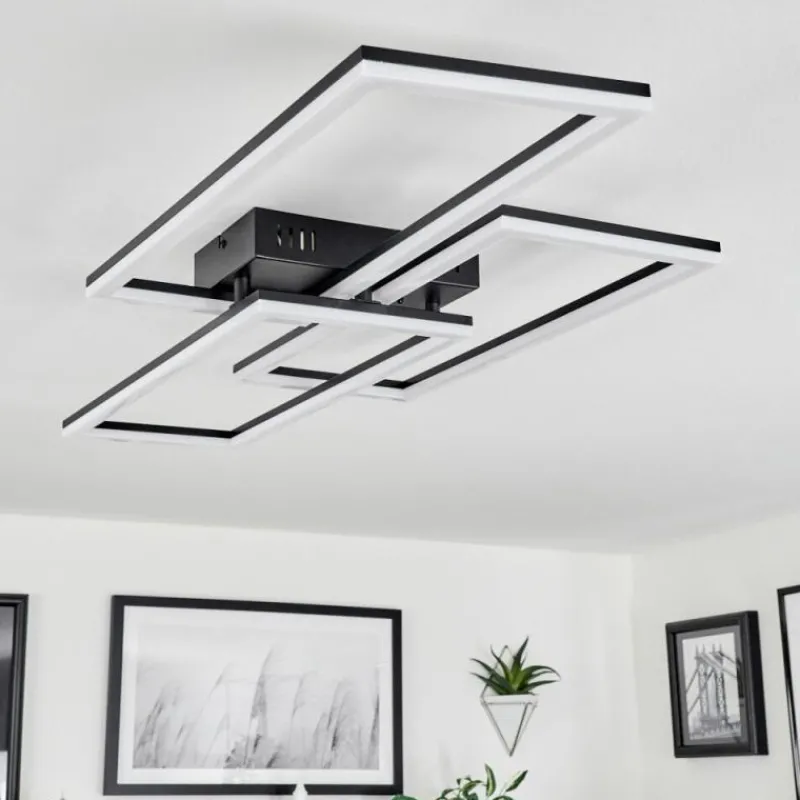 hofstein Plafonnier Taleta LED Noir, 1 lumière, Télécommandes