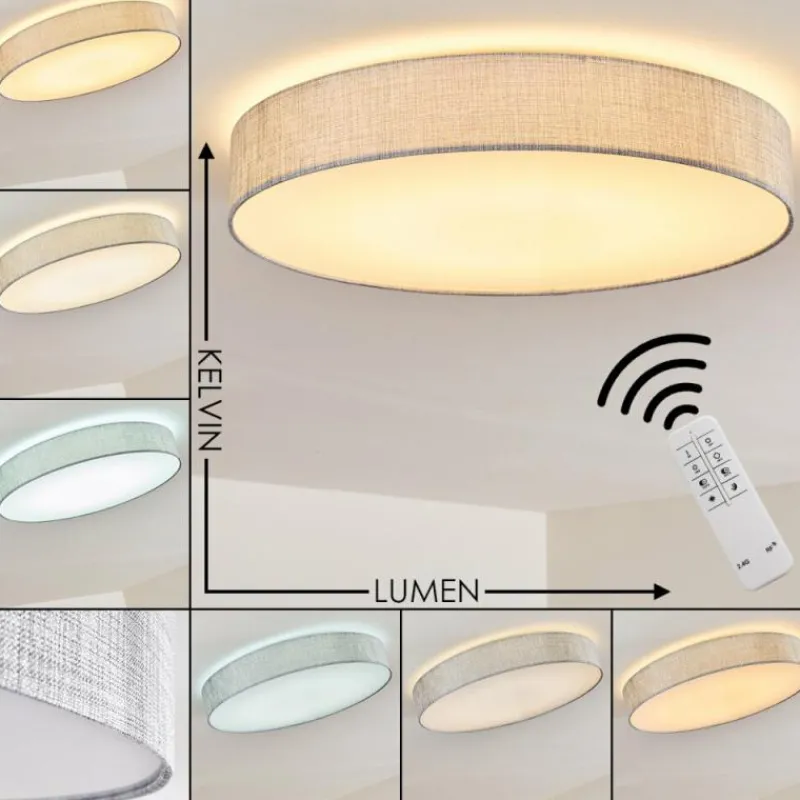 Lampes En Tissu-hofstein Plafonnier Tallaboa LED Argenté, 1 lumière, Télécommandes