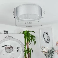 Lampes En Tissu-hofstein Plafonnier Tallaboa Nickel mat, Blanc, 3 lumières