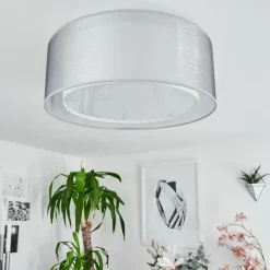 Lampes En Tissu-hofstein Plafonnier Tallaboa Nickel mat, Blanc, 3 lumières
