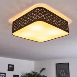 Lampes En Tissu-hofstein Plafonnier Tallaboa Noir, Blanc, 1 lumière