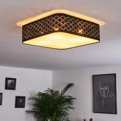 Lampes En Tissu-hofstein Plafonnier Tallaboa Noir, Blanc, 1 lumière