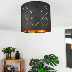 Lampes En Tissu-hofstein Plafonnier Tallaboa Noir, 1 lumière