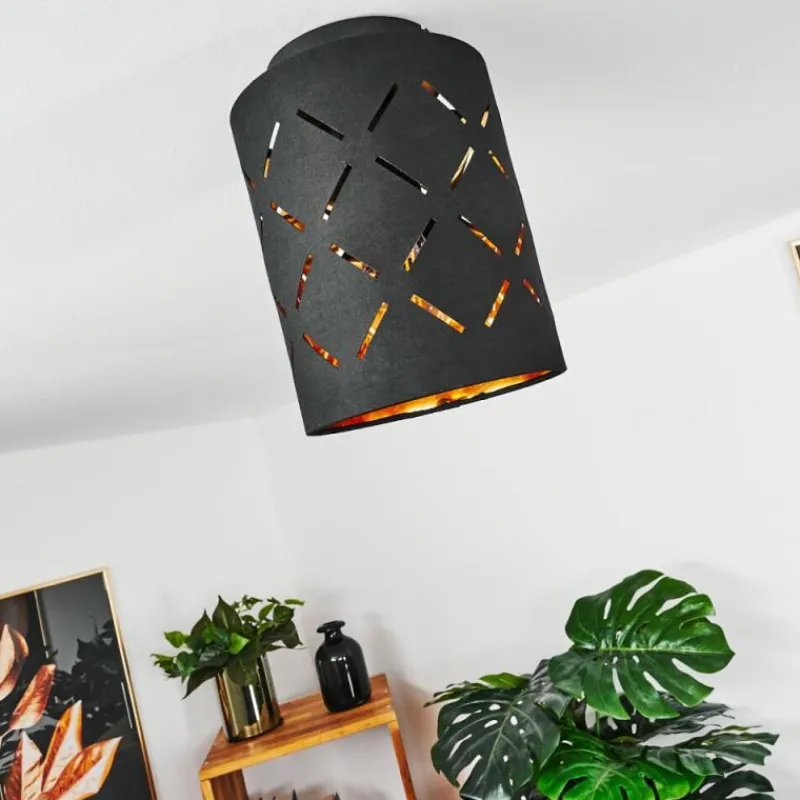 Lampes En Tissu-hofstein Plafonnier Tallaboa Noir, 1 lumière