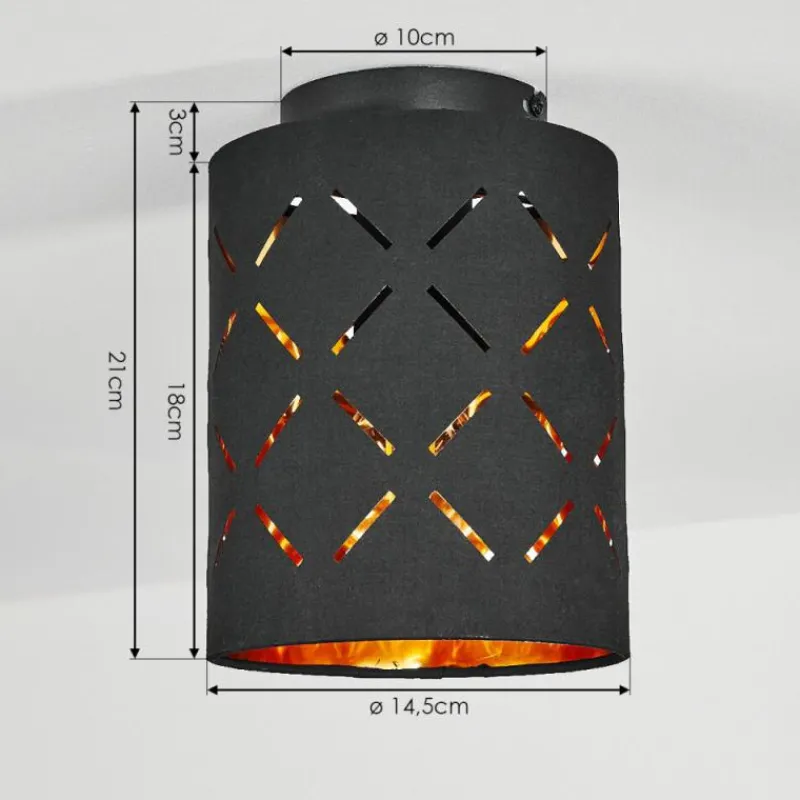 Lampes En Tissu-hofstein Plafonnier Tallaboa Noir, 1 lumière