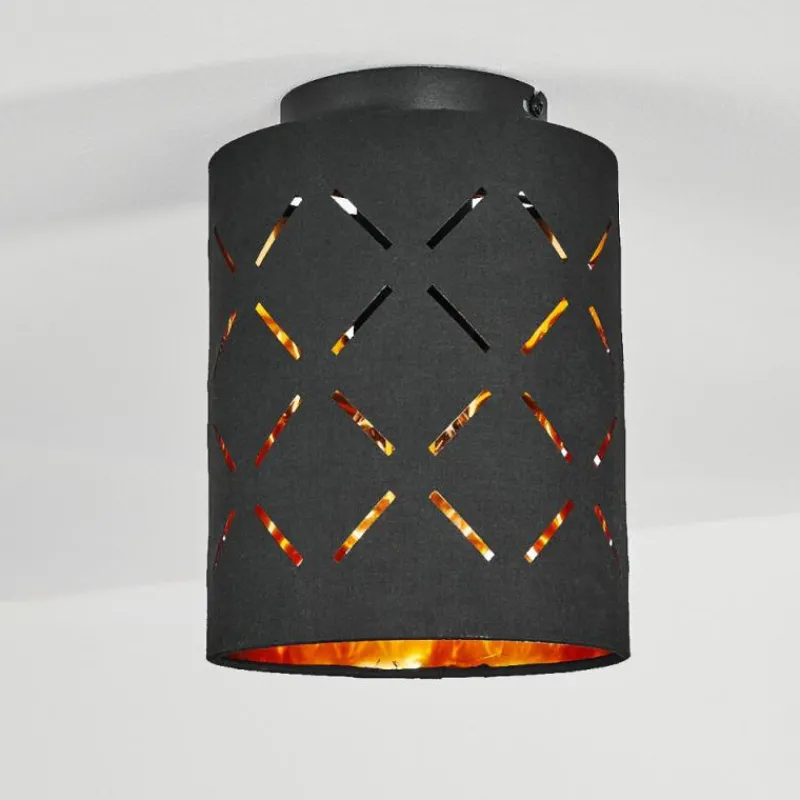 Lampes En Tissu-hofstein Plafonnier Tallaboa Noir, 1 lumière