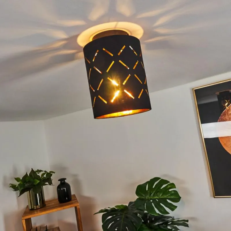 Lampes En Tissu-hofstein Plafonnier Tallaboa Noir, 1 lumière