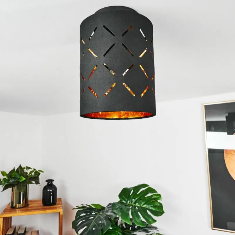 Lampes En Tissu-hofstein Plafonnier Tallaboa Noir, 1 lumière