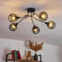 hofstein Plafonnier Tambo Noir, 5 lumières