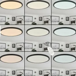 hofstein Plafonnier Tamesch LED Noir, 1 lumière, Télécommandes