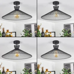 Lampes Industrielles-hofstein Plafonnier Tamins Noir, 1 lumière