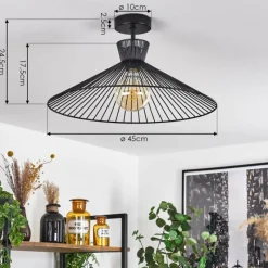 Lampes Industrielles-hofstein Plafonnier Tamins Noir, 1 lumière