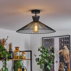Lampes Industrielles-hofstein Plafonnier Tamins Noir, 1 lumière