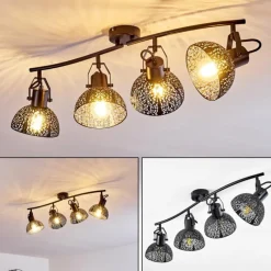 Luminaires Rustiques-hofstein Plafonnier Tangier Noir, 4 lumières