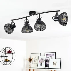 Luminaires Rustiques-hofstein Plafonnier Tangier Noir, 4 lumières