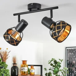 Lampes En Tissu-hofstein Plafonnier Tarasp Noir, 2 lumières