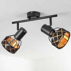 Lampes En Tissu-hofstein Plafonnier Tarasp Noir, 2 lumières
