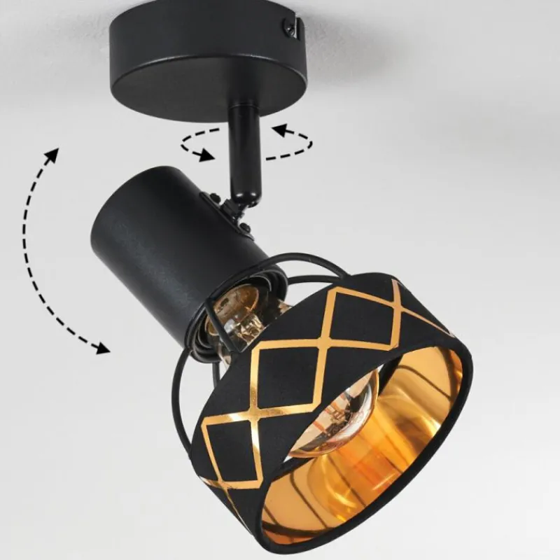 Lampes En Tissu-hofstein Plafonnier Tarasp Noir, 1 lumière