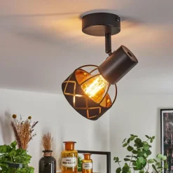 Lampes En Tissu-hofstein Plafonnier Tarasp Noir, 1 lumière