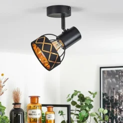 Lampes En Tissu-hofstein Plafonnier Tarasp Noir, 1 lumière