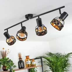 Lampes En Tissu-hofstein Plafonnier Tarasp Noir, 4 lumières