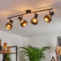 Lampes En Tissu-hofstein Plafonnier Tarasp Noir, 4 lumières